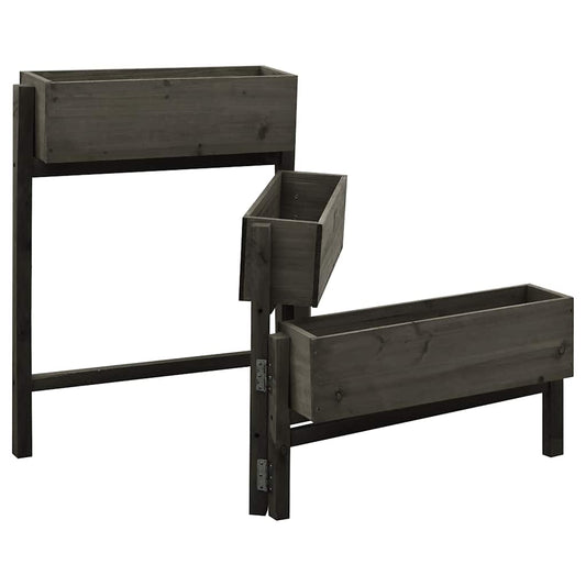 Jardinera Plegable De Jardín Madera De Abeto Gris 60x14x75 Cm_0