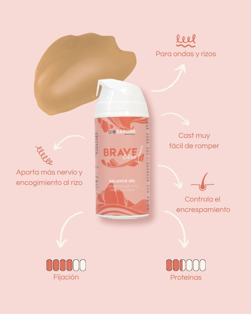 Brave Curl Gel - Gel Para Pelo Rizado Con Proteína, Más Encogimiento 100 Ml Bio Sakure_1