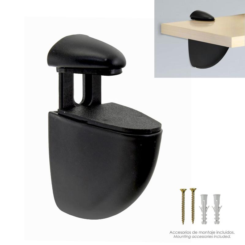 Soporte Pelicano Regulable Para Estante 1 / 20 Mm. Negro (1 Pieza)