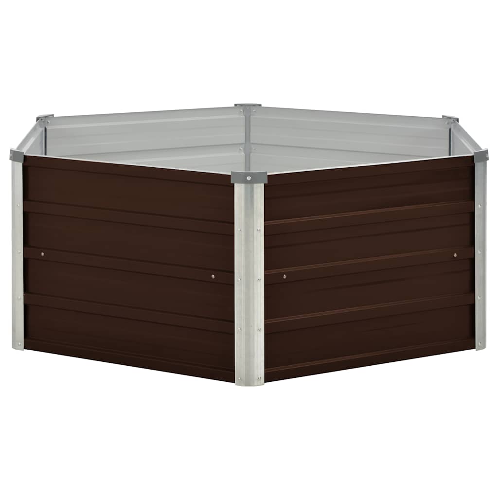 Mesa De Cultivo De Acero Galvanizado Marrón 129x129x45 Cm_2