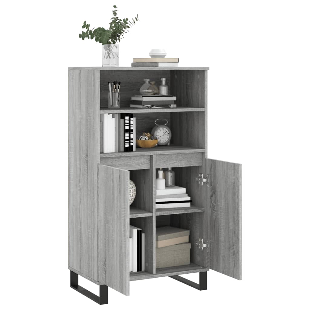 Aparador Alto De Madera Contrachapada Gris Sonoma 60x36x110 Cm / Vetonek_5