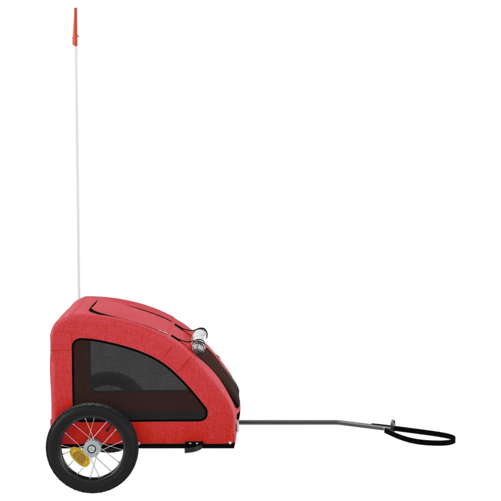 Remolque De Bicicleta Mascotas Hierro Tela Oxford Rojo_5