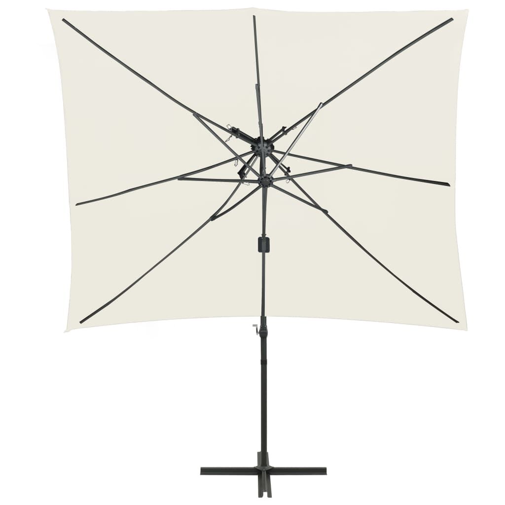 Vidaxl Sombrilla Jardín Voladiza Con Cubierta Doble Arena 250x250 Cm_1