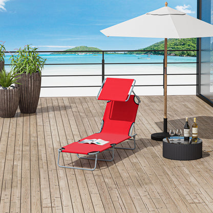 Outsunny Tumbona Plegable Con Toldo Desmontable Respaldo Ajustable Rojo_1