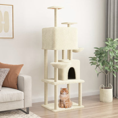 Vidaxl Rascador Para Gatos Con Postes De Sisal Crema 180 Cm_1