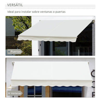 Outsunny Toldo Manual Con Brazo Articulado De Aluminio 4x2,5m Blanco_5