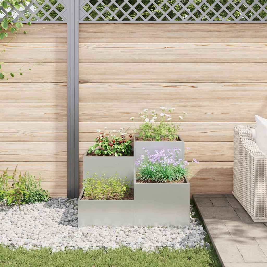 Maceta Para Jardín Plateado 80 X 80 X 60 Cm Acero Galvanizado_3
