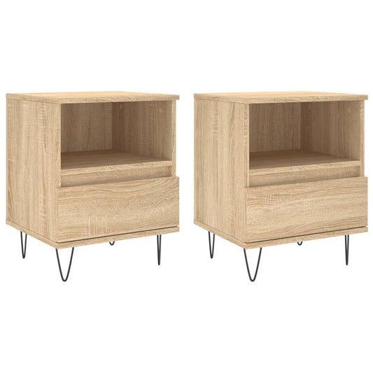 Mesitas Noche 2 Uds Madera Ingeniería Roble Sonoma 40x35x50 Cm_0