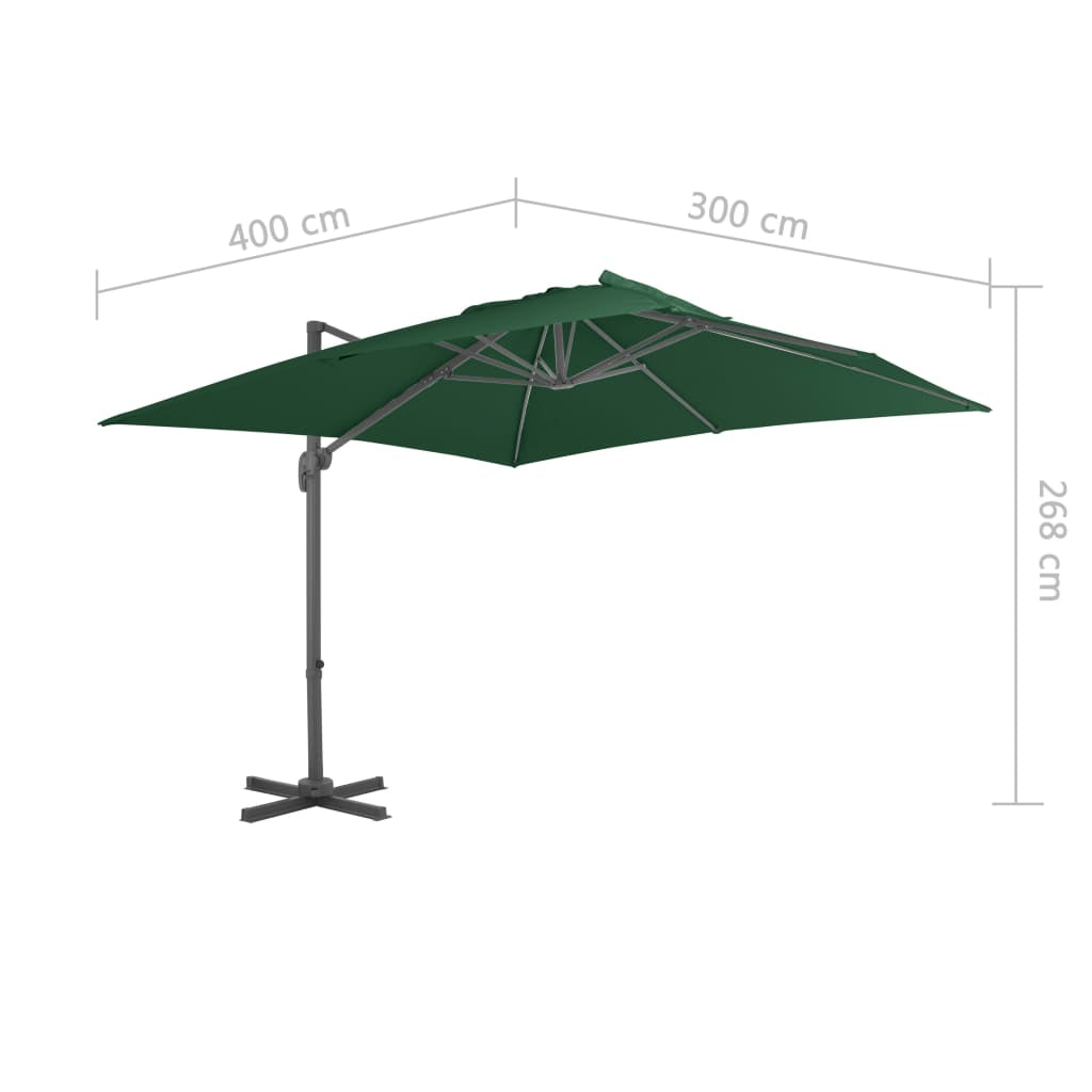 Vidaxl Sombrilla Jardín Voladiza Con Palo De Aluminio Verde 400x300 Cm_2