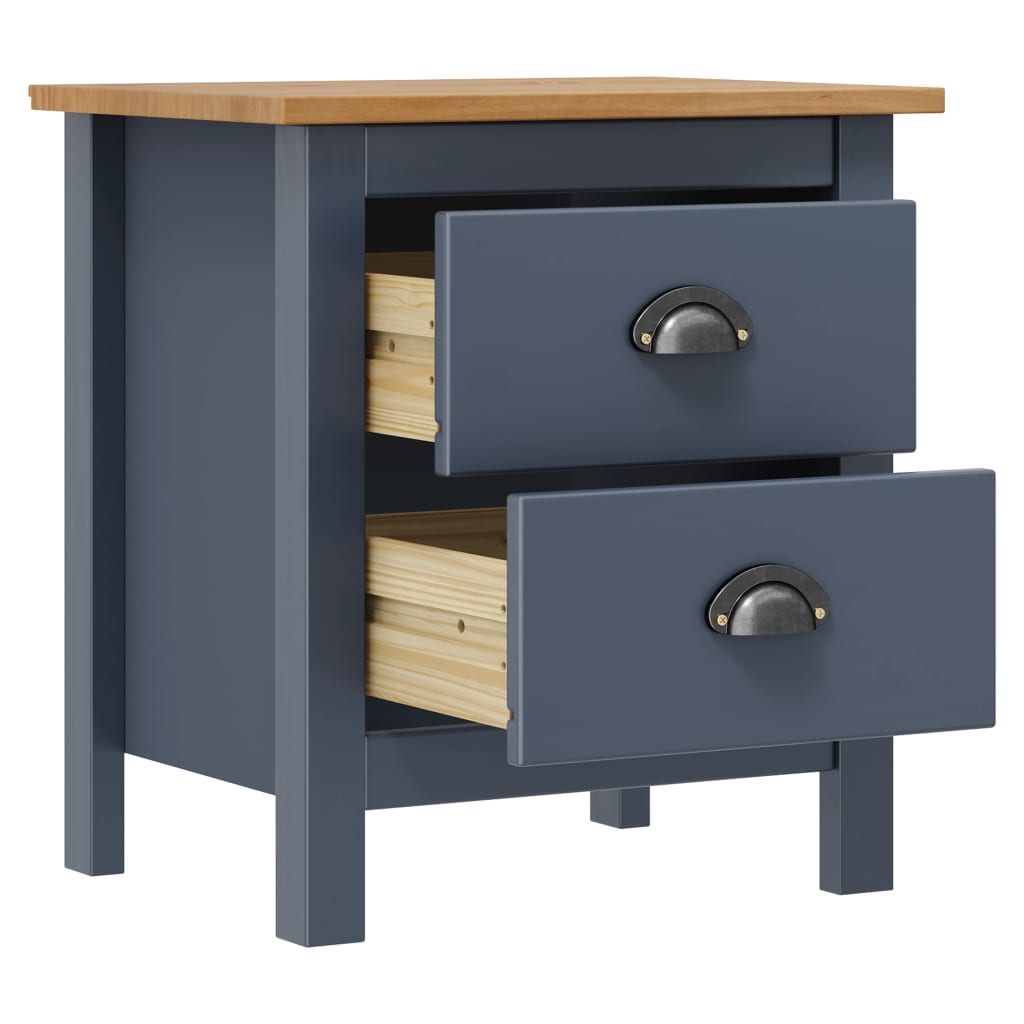 Mesita De Noche Hill Madera Maciza De Pino Gris 46x35x49,5 Cm_1