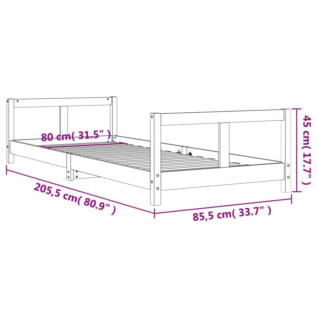Vidaxl Estructura De Cama Para Niños Madera De Pino Blanco 80x200 Cm_2