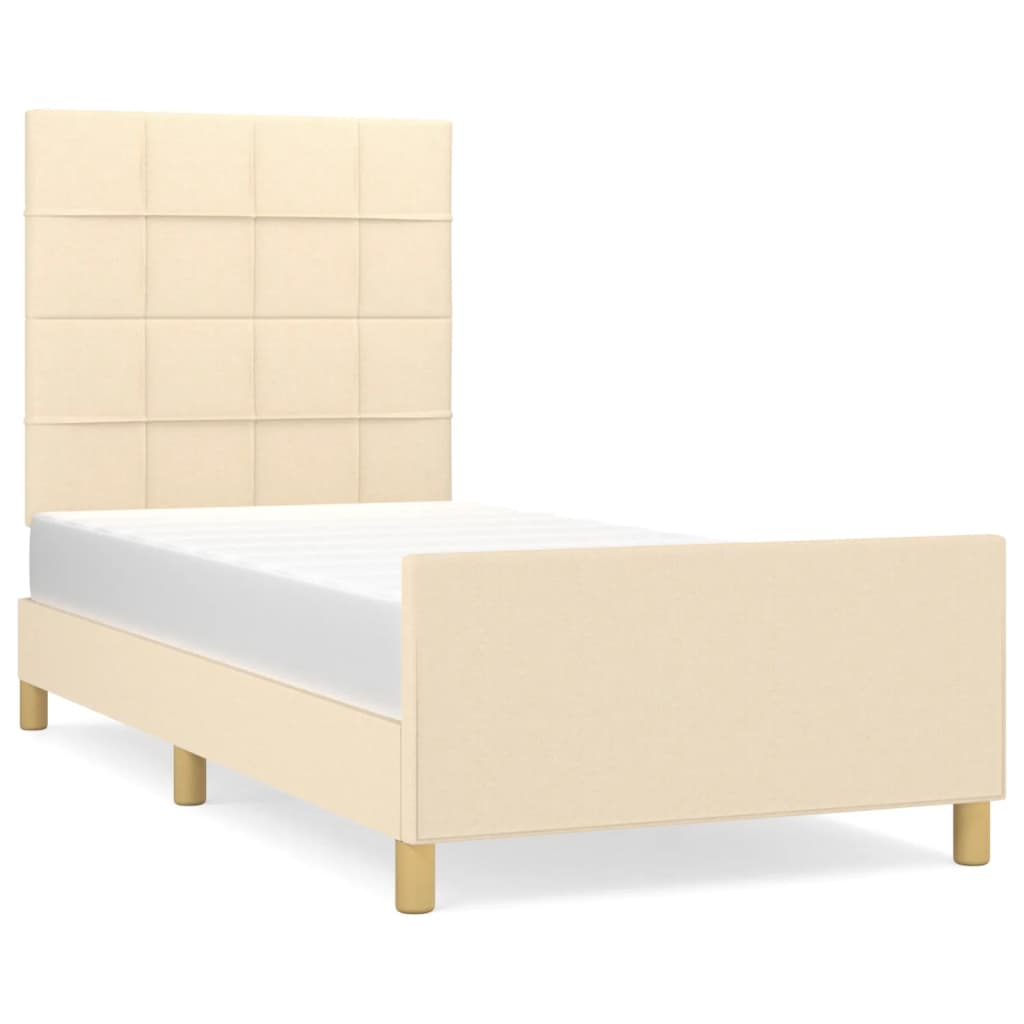 Estructura De Cama Con Cabecero De Tela Color Crema 80x200 Cm / Vetonek_3