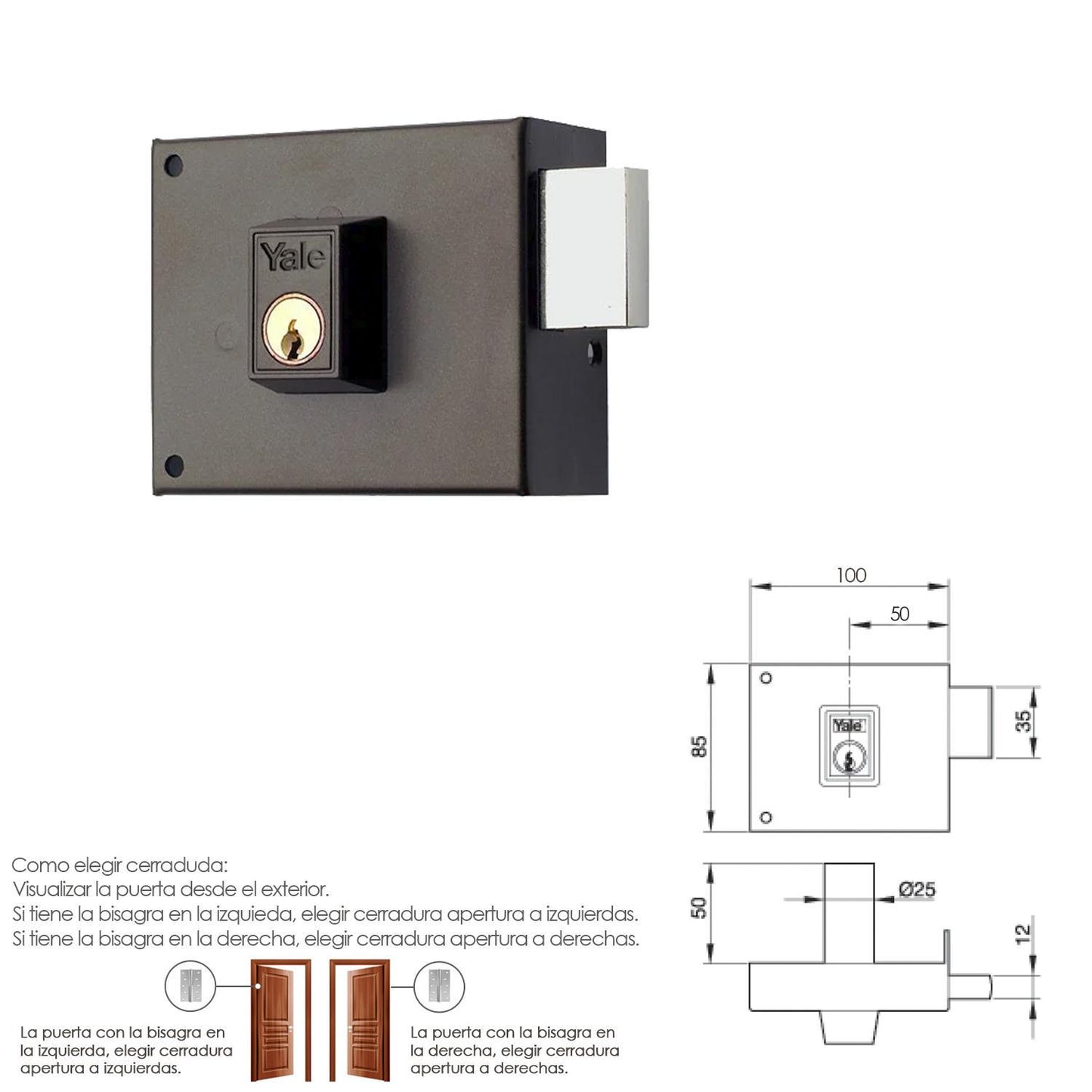 Cerradura Yale  124-a/hpr/10/ Derecha_1