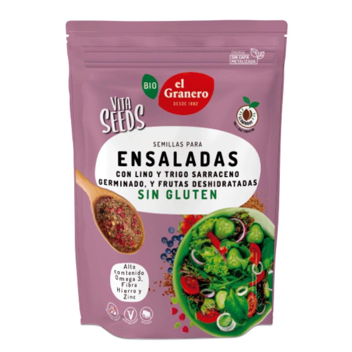 Sementes de Linho Moídas, Trigo Sarraceno, Framboesa, Mirtilo e Morango Vitaseeds Bio El Granero, 200 g 