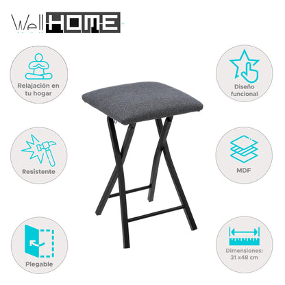Well Home - Taburete Plegable Comfort Gris_1