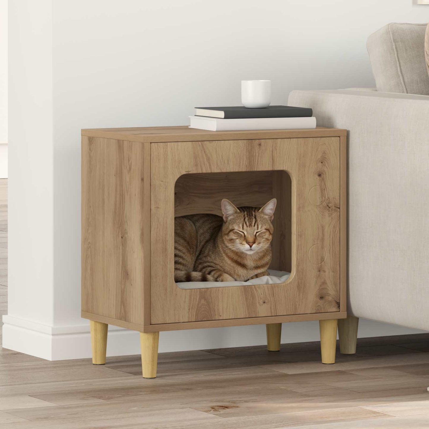 Casa Para Gatos Roble Artesanal 51 X 30 X 52 Cm_1