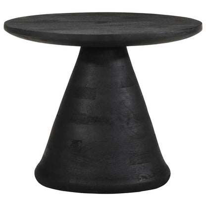 Mesa Auxiliar Madera Maciza De Mango Negra Ø50x40 Cm_0