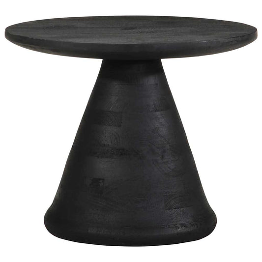 Mesa Auxiliar Madera Maciza De Mango Negra Ø50x40 Cm_0