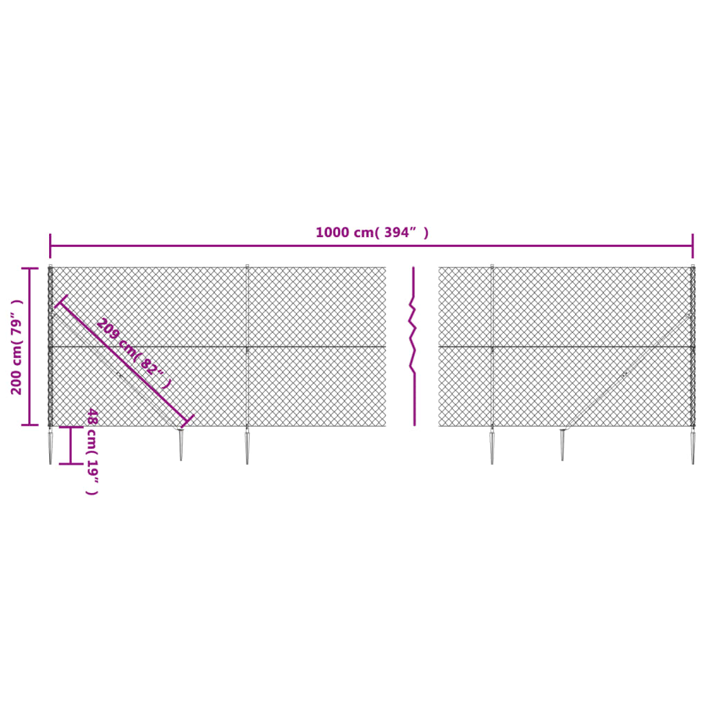 Cerca De Alambre Con Pinchos De Anclaje Gris Antracita 2x10 M / Vetonek_0