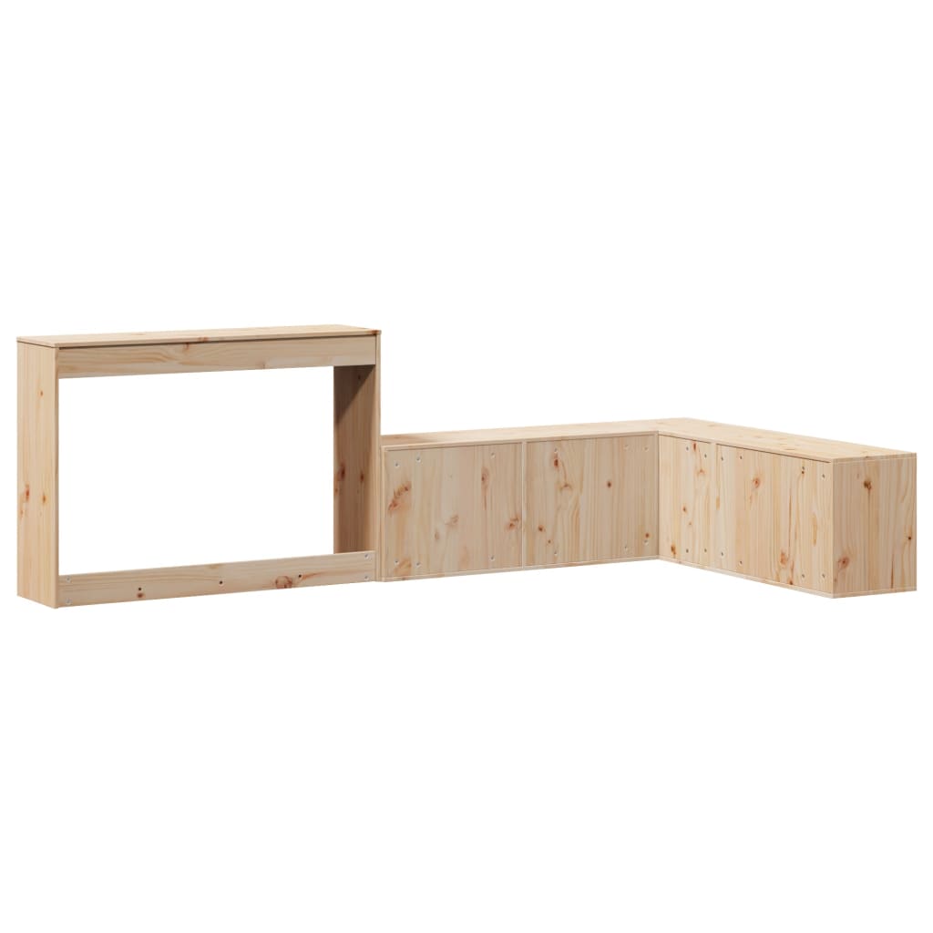 Mueble Con Escritorio Madera Maciza Pino 222x122x75 Cm_4
