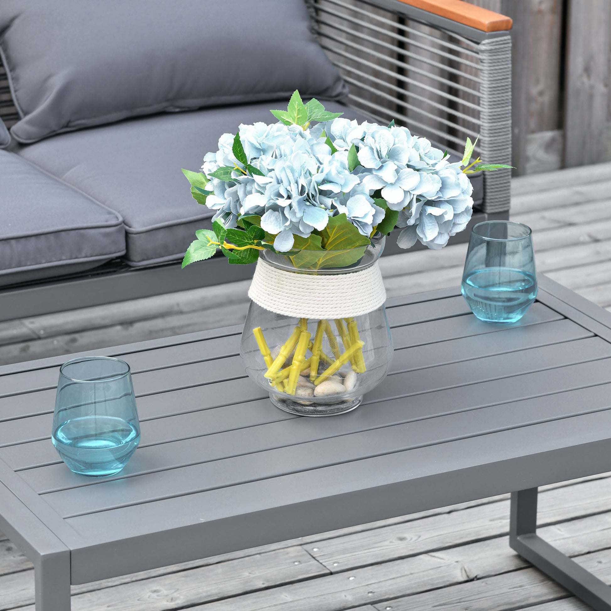 Outsunny Conjunto De Muebles De Jardín De 4 Piezas Ratán Con Mesa De Café_3