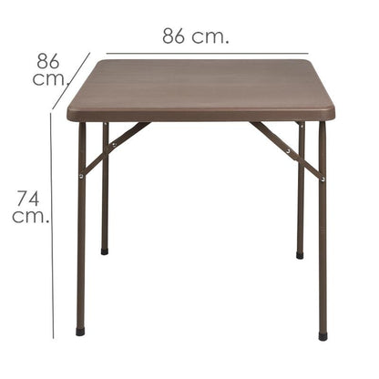 Mesa Plegable Cuadrada 86x86x74 Cm. Color Marron._1