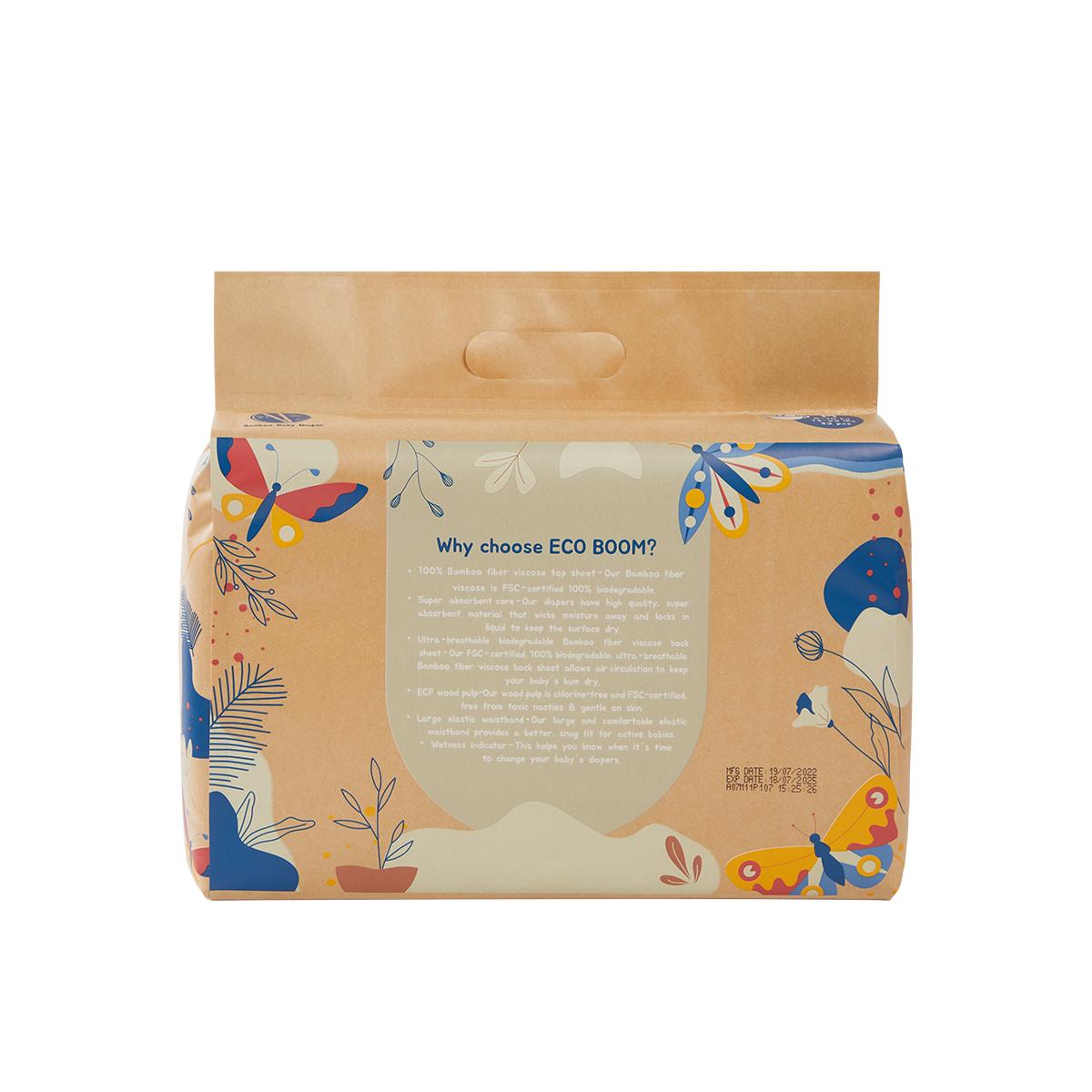 ECOBOOM - Fralda de Bambu Eco Boom. 70% biodegradável, hipoalergénica (tamanho 3/M, 6-10 kg, embalagem de 4 fraldas, total de 128 fraldas)