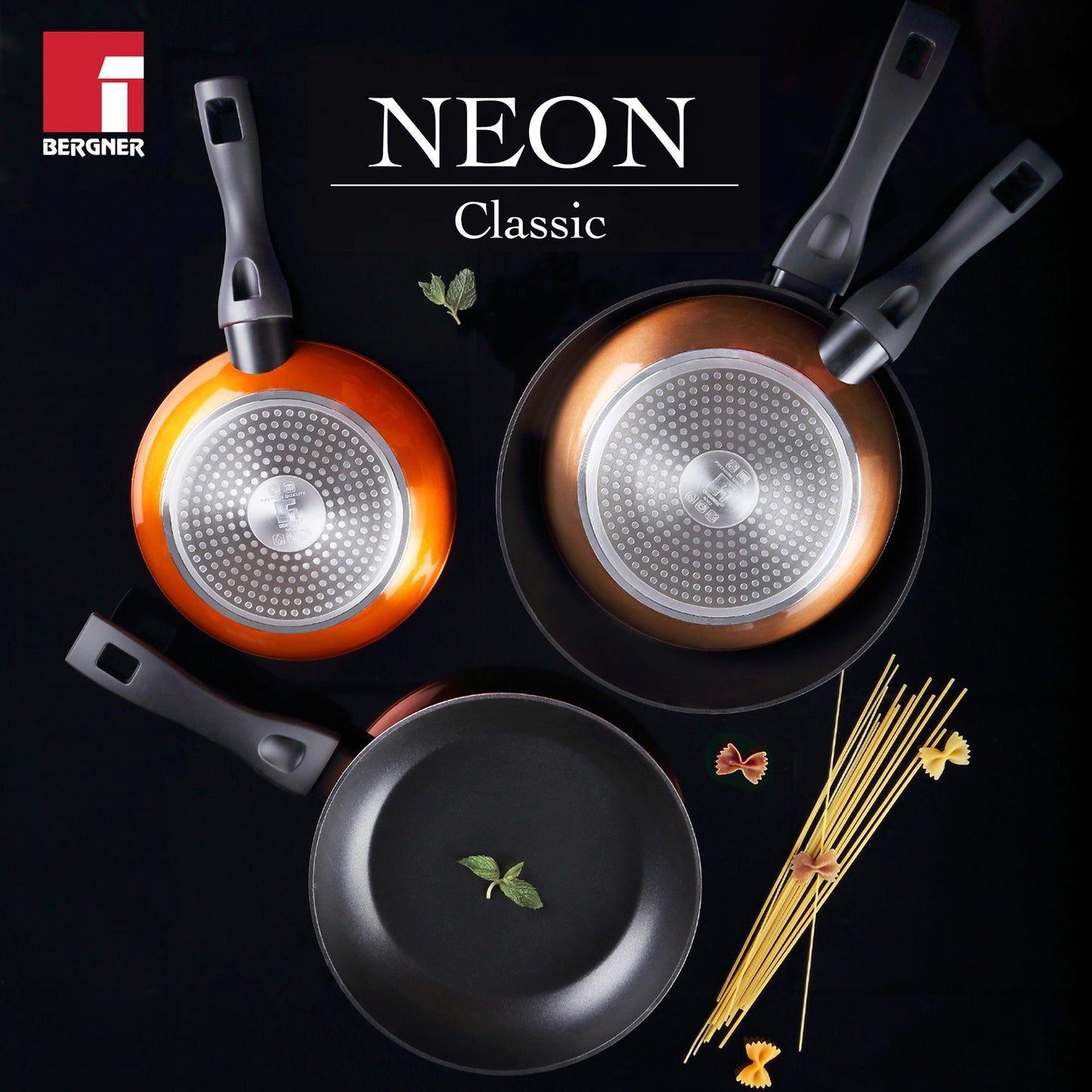 Bateria De Cocina 7 Piezas Magefesa Kenia De Acero Vitrificado Con Juego De Sartenes (20/24 Cm) Bergner Neon Classic En Aluminio Forjado_3
