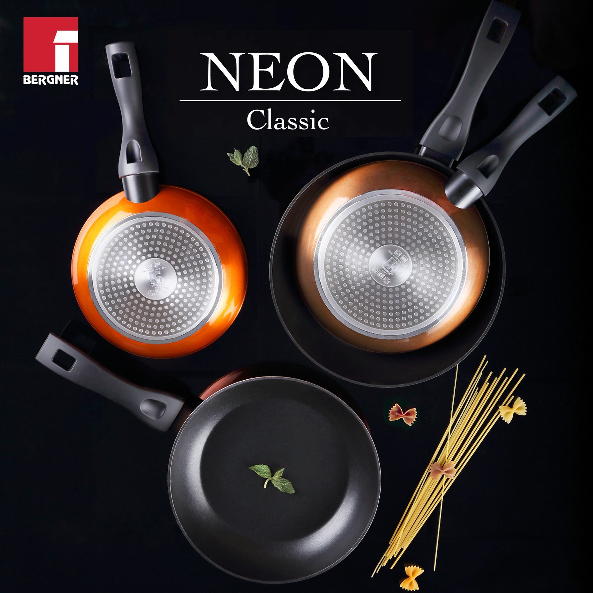 Bateria De Cocina 5 Piezas San Ignacio Cassel De Acero Inoxidable Con Juego De Sartenes (20/24 Cm) Bergner Neon Classic En Aluminio Forjado_3