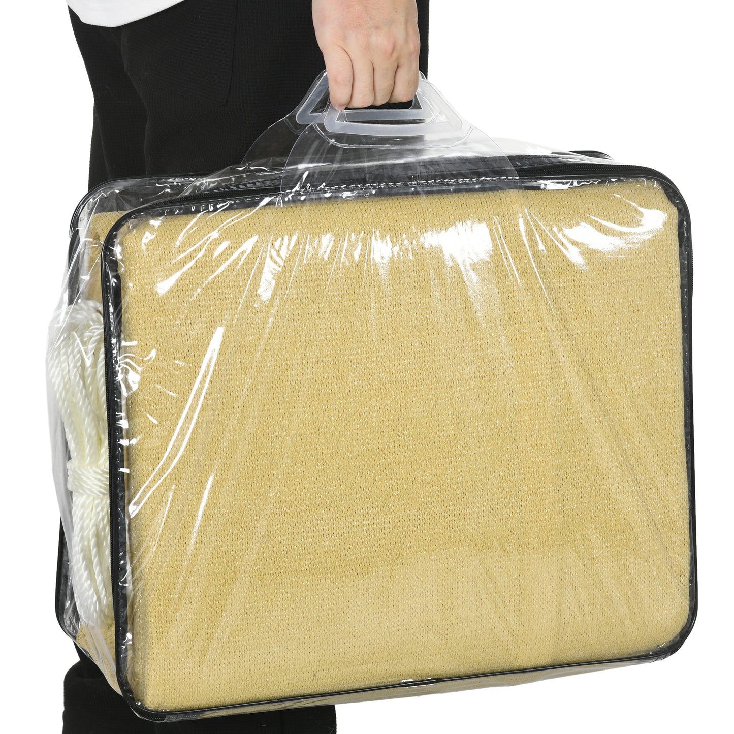 Outsunny Toldo Vela De Sombra Rectangular 6x4 M Protección Rayos Uv Beige_4