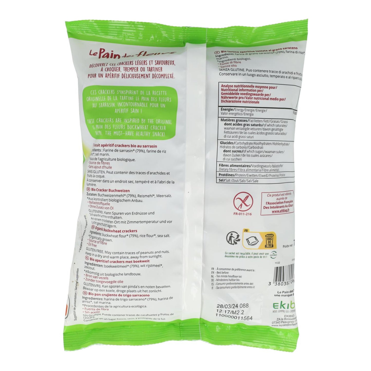 Bolachas Mini BIO de Trigo Sarraceno sem glúten Le pain de fleurs 75 g