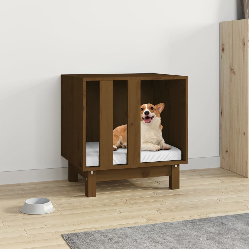 Cama Para Perros Madera Maciza Pino Marrón Miel 50x40x52 Cm_1