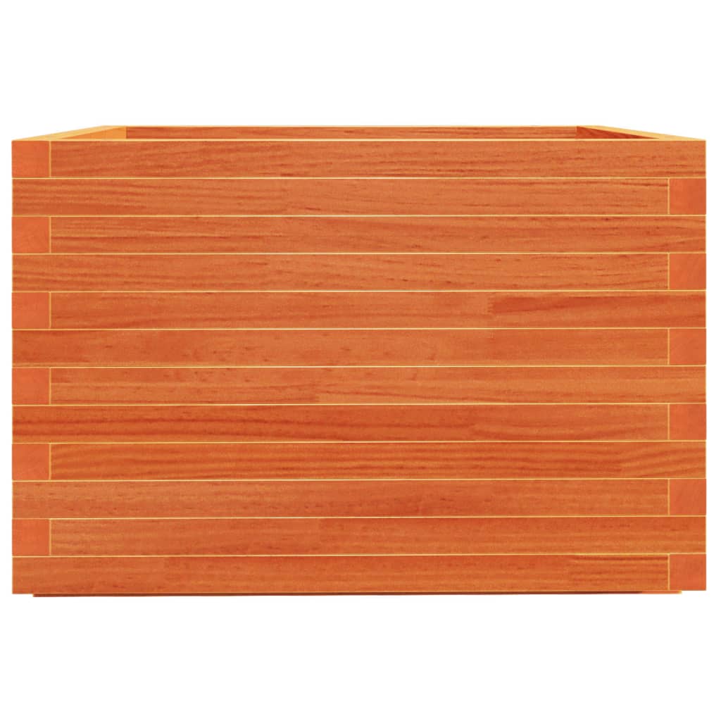 Jardinera Madera Maciza De Pino Marrón Cera 70x70x49,5 Cm_5