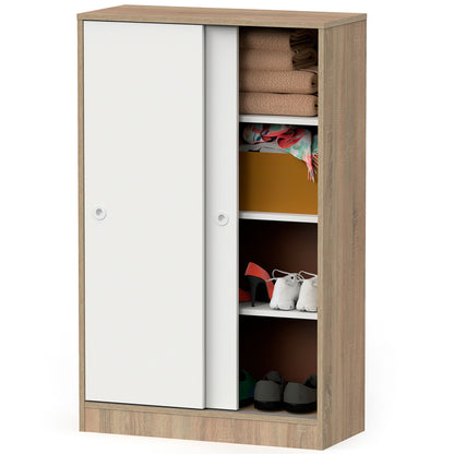 Armario Dormitorio, Multiusos, Baño, Mueble Cocina, Zapatero 2 Puertas Correderas 120x74x33 Cm, Briebe, Nova, Blanco_0