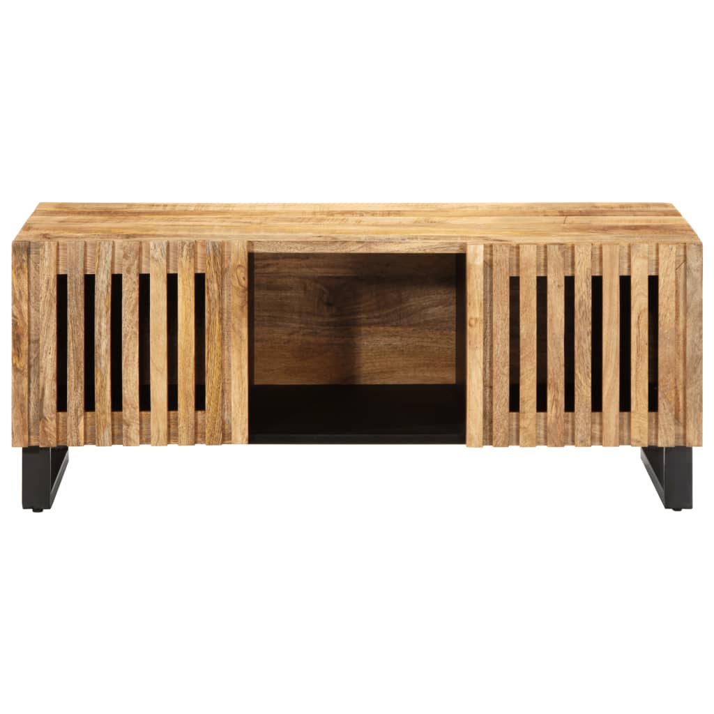 Mesa De Centro De Madera Maciza De Mango Rugosa 100x55x40 Cm_0