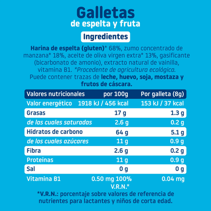 Pack 12x Bolachas infantis ECO de espelta com maçã Smileat, 220 g