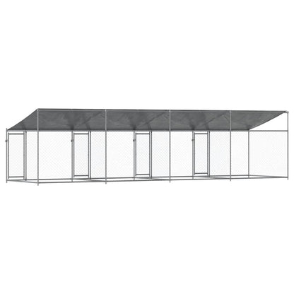 Jaula De Perros Techo Y Puertas Acero Galvanizado Gris 8x2x2 M_5