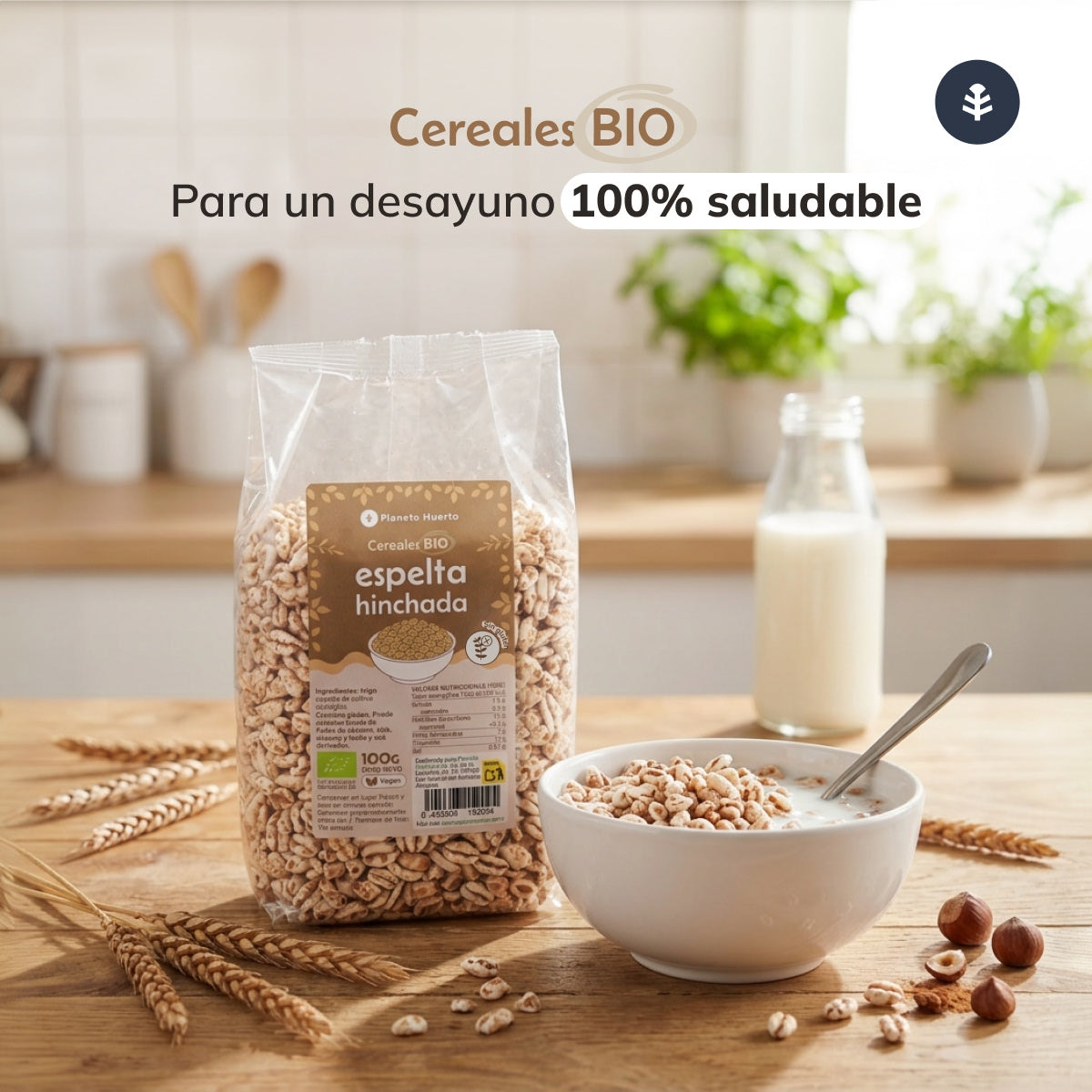 Pack 12x Trigo espelta hinchada ECO Planeta Huerto 100 g