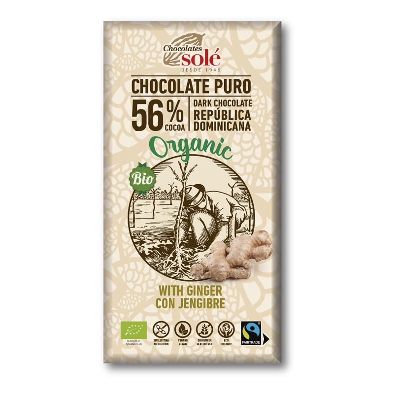 Solé Chocolate Negro Biológico com Gengibre 100 g