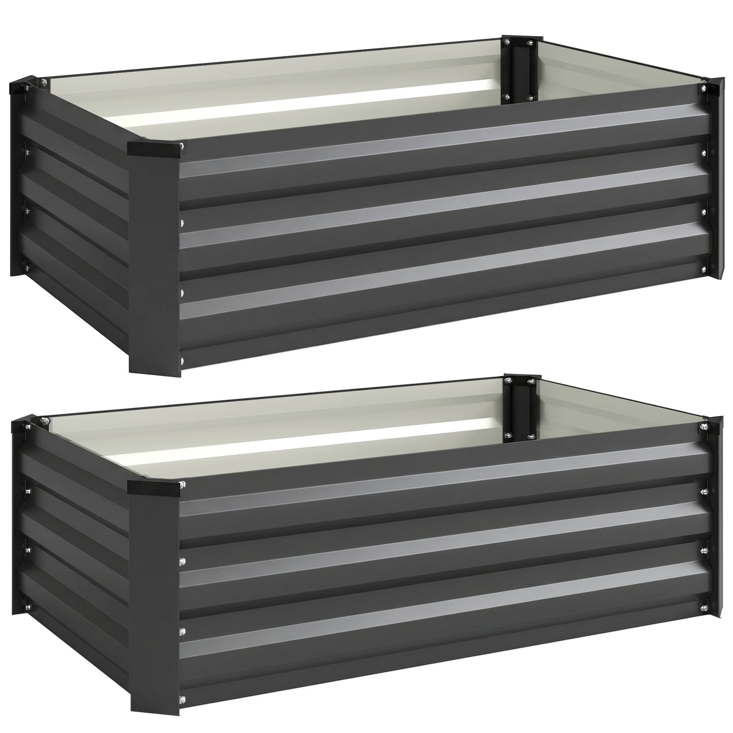 Outsunny Juego De 2 Jardineras De Exterior De Acero 100x60x30 Cm Gris Oscuro_0