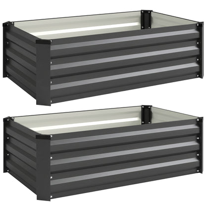 Outsunny Juego De 2 Jardineras De Exterior De Acero 100x60x30 Cm Gris Oscuro_0