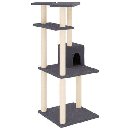 Rascador Para Gatos Con Postes De Sisal Gris Oscuro 123 Cm_0