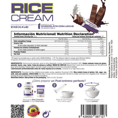 Rice Cream (crema De Arroz Pregelatinizada) - 2kg - Chocolate Con Leche - Fuente De Carbohidratos De Buen - Masmusculo S_5