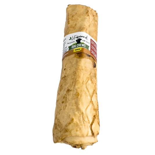 Lifebound - Huesos Masticables Naturales para Perros de Cuero de Ternera con Sabor a Mantequilla de Maní - 10 uds - XXL_0