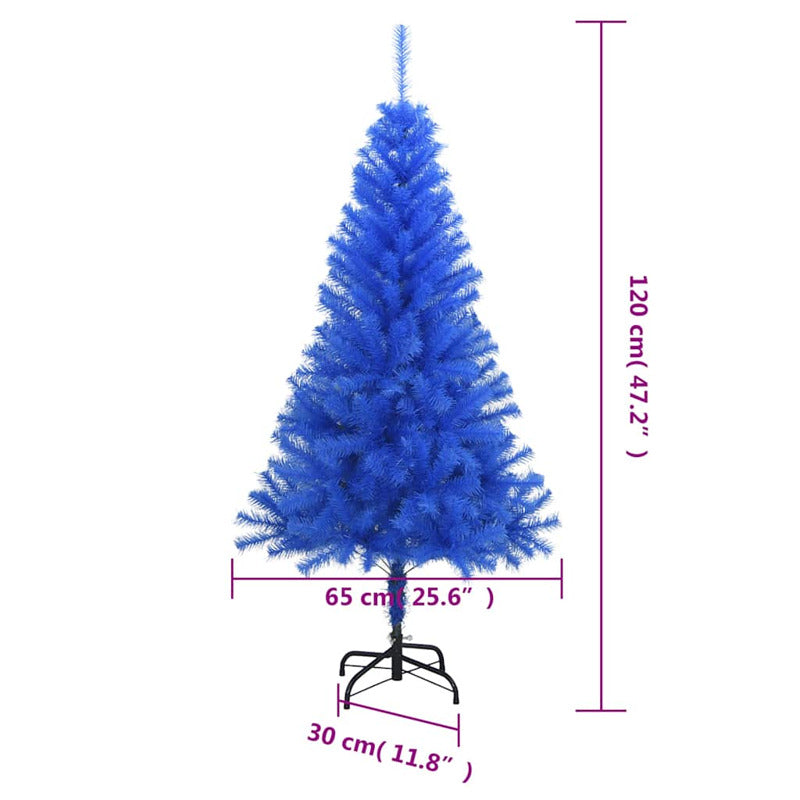 Vidaxl Árbol De Navidad Artificial Con Soporte Pvc Azul 120 Cm_5