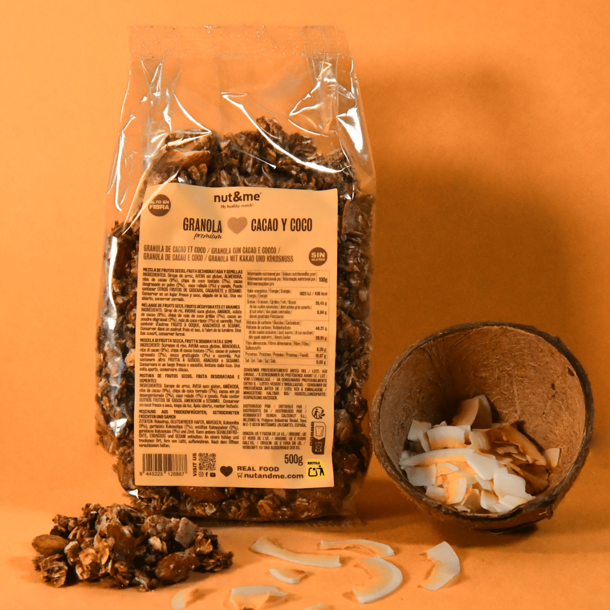 Granola com cacau e coco 500 g Nut&amp;me