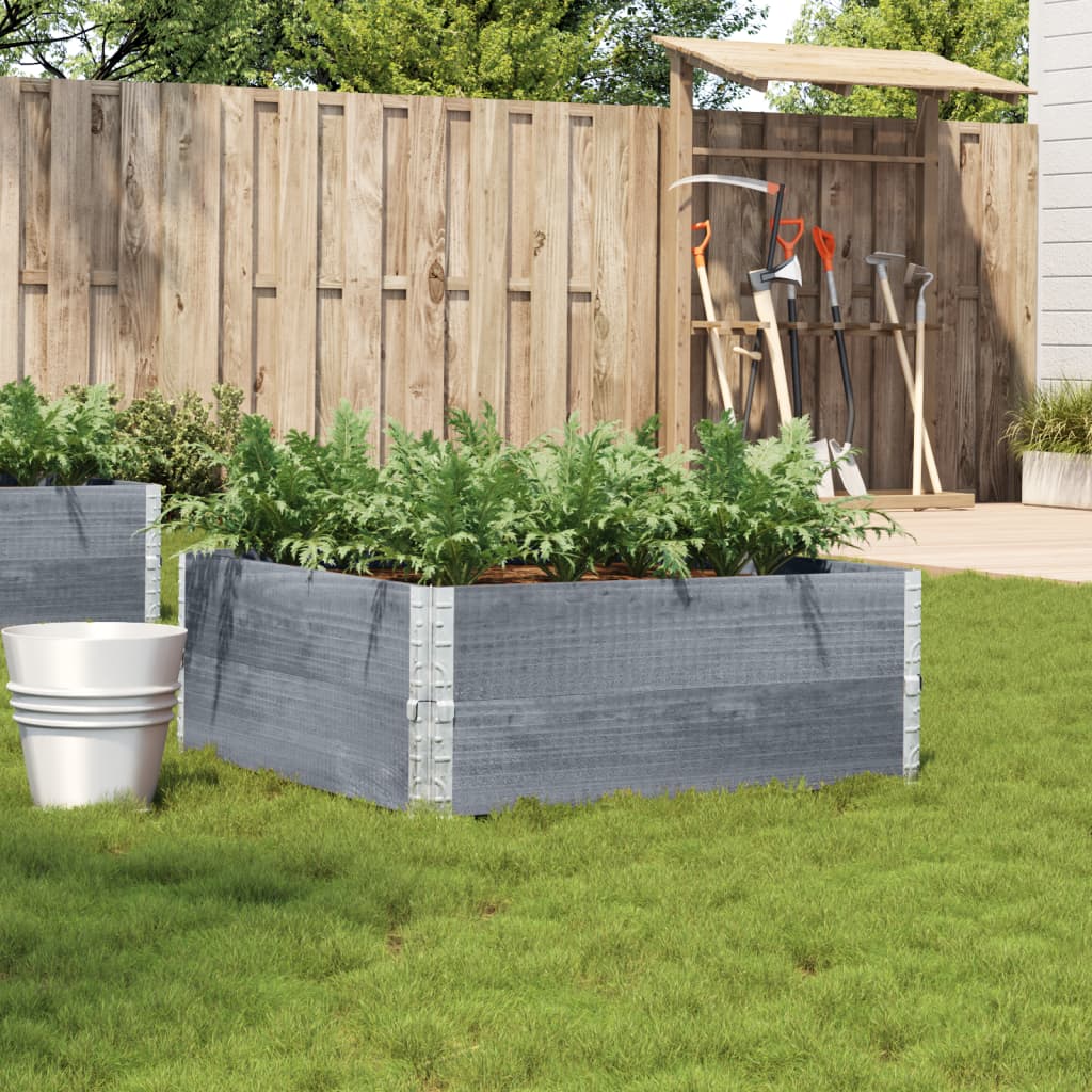 Jardinera De Madera Maciza De Pino Gris 100x100 Cm_1