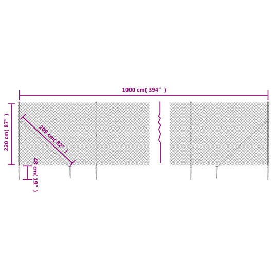 Cerca De Alambre Con Pinchos De Anclaje Gris Antracita 2,2x10 M / Vetonek_0