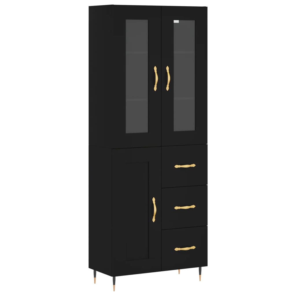 Aparador Alto Madera Contrachapada Negro 69,5x34x180 Cm_1