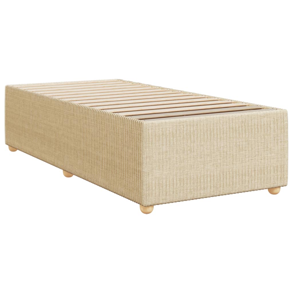 Cama Box Spring Con Colchón Tela Color Crema 100x200 Cm / Vetonek_3